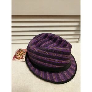 Mattel Ever After High Raven Queen girls purple black striped fedora hat NWT